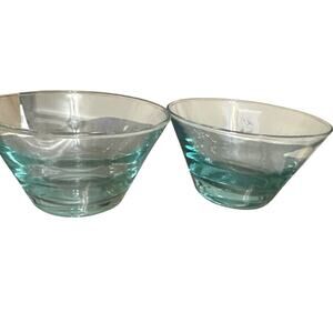 2 Vintage Libbey Glass Company Ripple Aqua Freda Diamond fruit bowl Saturn Optic